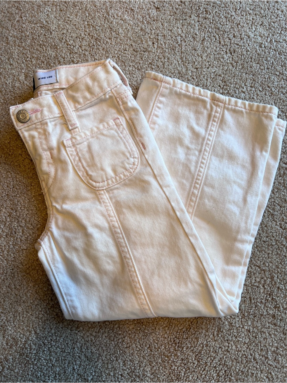 Wide Leg Girl’s Jeans in Cream - Size 5T